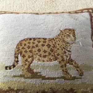 Jaguar needlepoint pillow